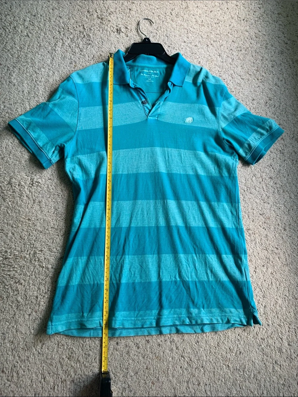Banana Republic Men’s Striped Polo M Medium blue